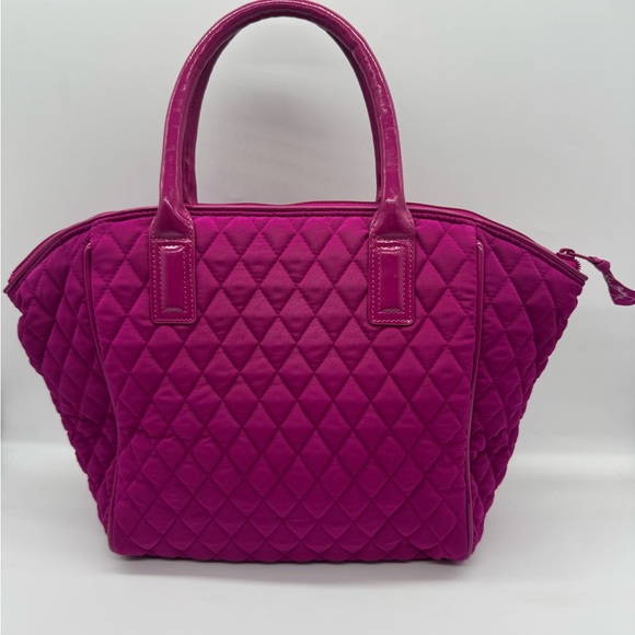 Vera Bradley Magenta Fuchsia Quilted Microfiber Satchel Handbag. - Picture 2 of 5